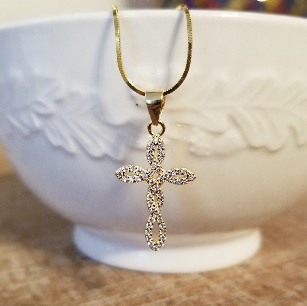 14kt Gold Infinity Cross Necklace